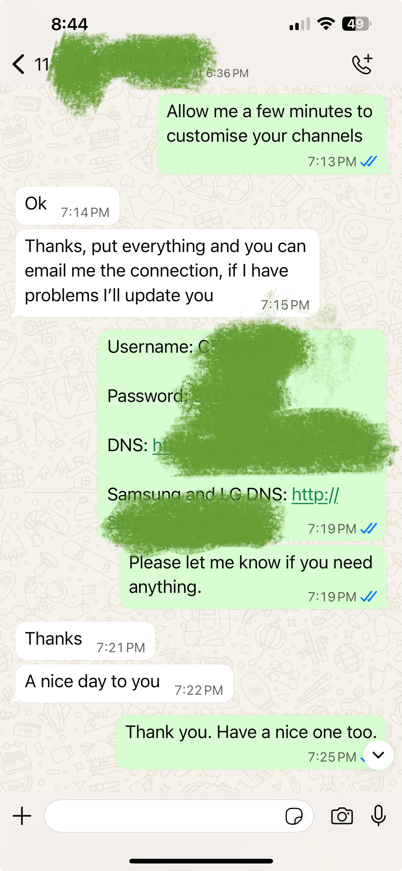WhatsApp customer testimonial