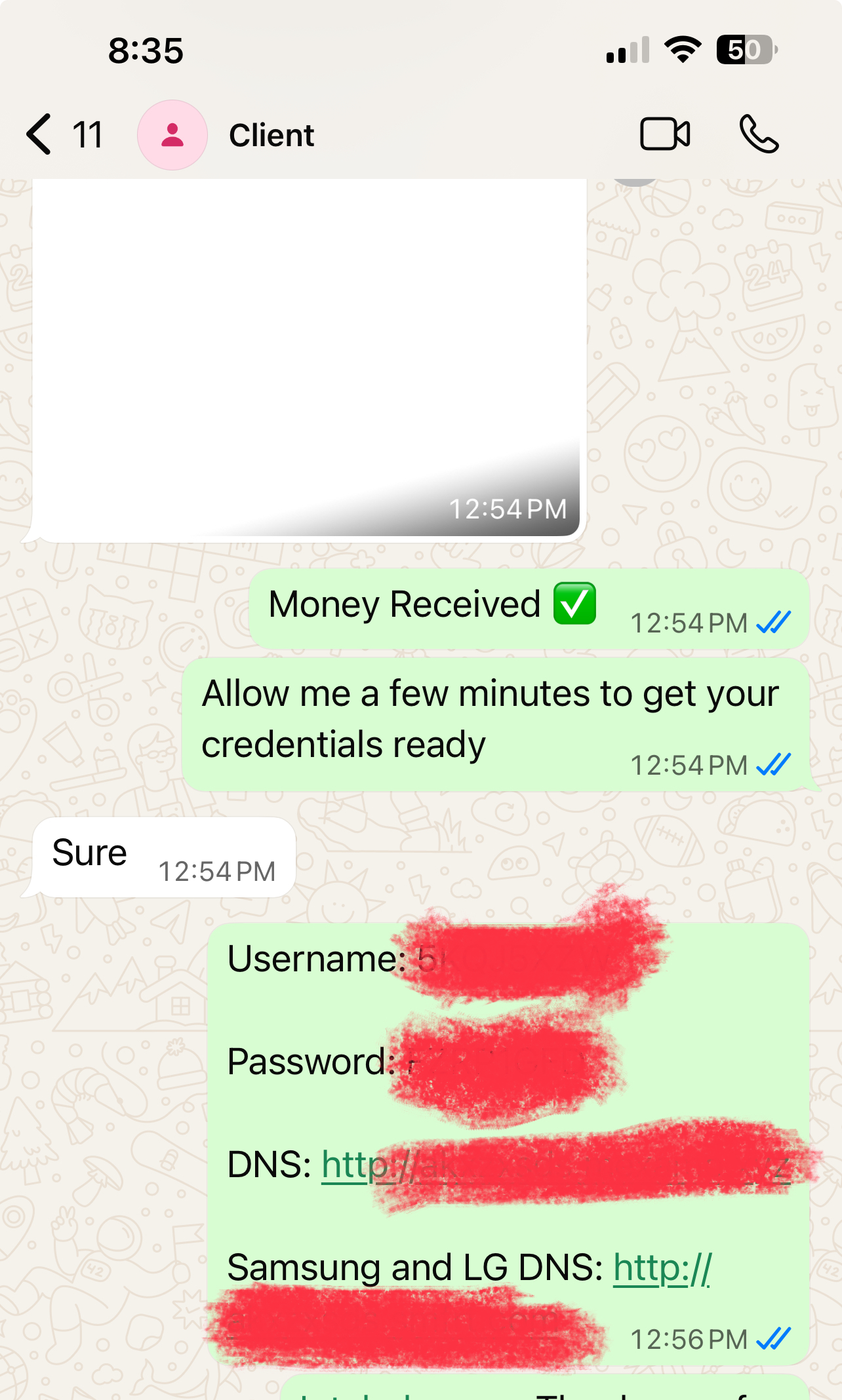 WhatsApp customer testimonial
